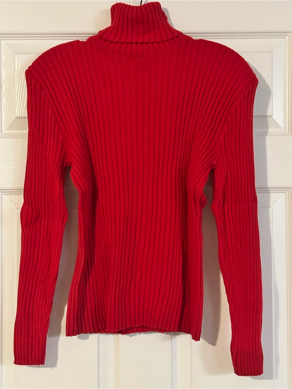 Erik Stewart Vintage Ribbed Knit 100% Cotton Red Turtleneck Sweater L